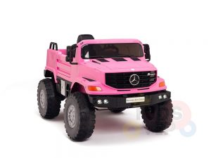 kidsvip mercedes benz zetros truck car for kids amd toddlers leather 12v rc rubber wheels pink 19