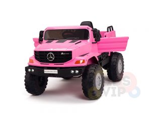 kidsvip mercedes benz zetros truck car for kids amd toddlers leather 12v rc rubber wheels pink 26