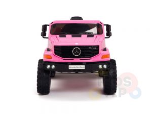 kidsvip mercedes benz zetros truck car for kids amd toddlers leather 12v rc rubber wheels pink 3