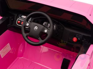 kidsvip mercedes benz zetros truck car for kids amd toddlers leather 12v rc rubber wheels pink 9
