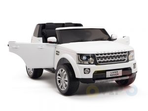 land rover discovery 2 seater kids toddlers ride na track car 12v rubber wheels leather rc white 2