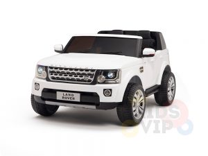 land rover discovery 2 seater kids toddlers ride na track car 12v rubber wheels leather rc white 20