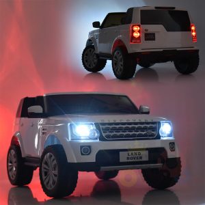 land rover discovery 2 seater kids toddlers ride na track car 12v rubber wheels leather rc white 30