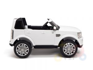 land rover discovery 2 seater kids toddlers ride na track car 12v rubber wheels leather rc white 4