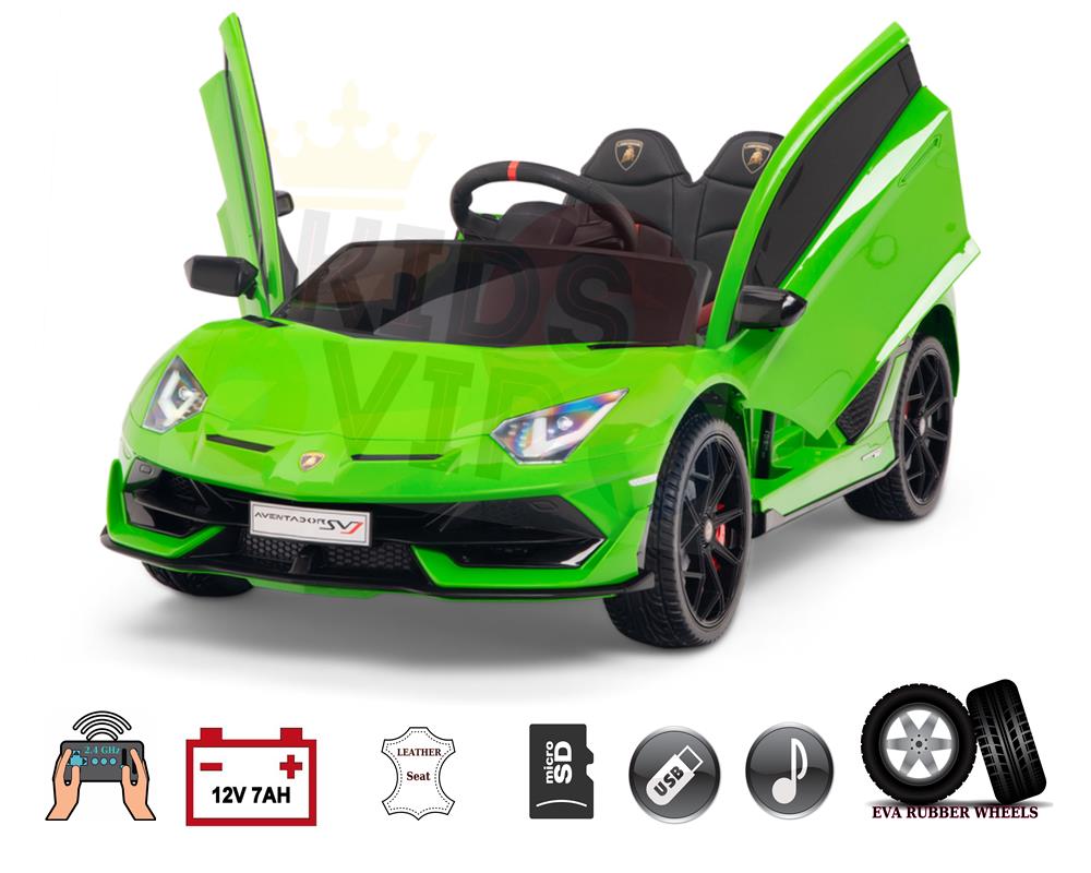 Licensed Sport Lamborghini SVJ 12V Ride On Car for Kids with Remote Control – Green
