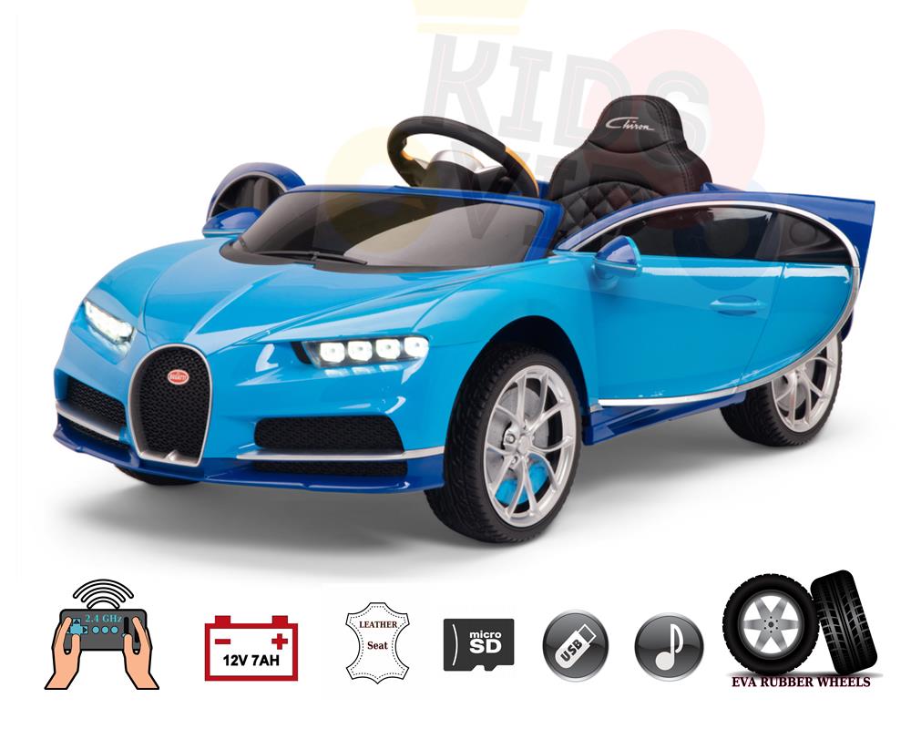 Official Bugatti Chiron kids Ride on Car  with Remote Control & Rubber Wheels – Blue