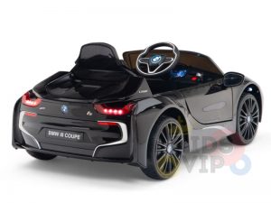 kids and toddlers bmw i8 ride on car 12v leather seat rubber wheels kids vip black 17