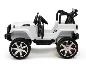 kidsvip 4x4 4wd kids and toddlers ride on jeep truck 12v rubber wheels leather seat white 16