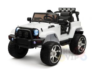 kidsvip 4x4 4wd kids and toddlers ride on jeep truck 12v rubber wheels leather seat white 18