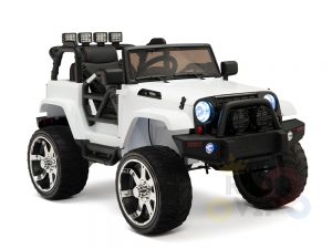 kidsvip 4x4 4wd kids and toddlers ride on jeep truck 12v rubber wheels leather seat white 4