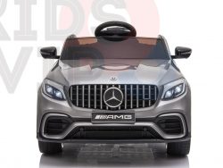 kidsvip mercedes benz glc63 glc suv kids and toddlers ride on car 4wd 4x4 12v leather seat rubber wheels silver 1