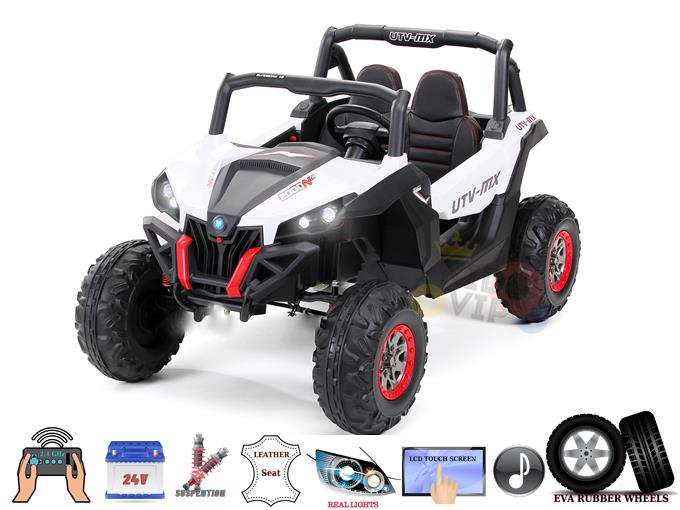 24V Sport MP4 Edition 2 Seats Kids Ride On UTV With Rubber Wheel, Leather Seat