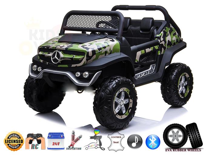Official 2 Seater Mercedes Unimog 24V Kids Ride On Car with Remote Control