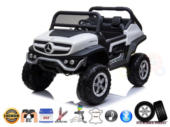 Official 2 Seater Mercedes Unimog 24V Kids Ride On Car with Remote Control