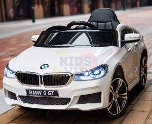 bmw gt kids and toddlers ride on car 12v rubber wheels leather seat white 14