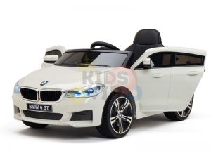 bmw gt kids and toddlers ride on car 12v rubber wheels leather seat white 26