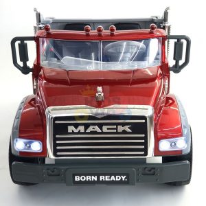 KIDSVIP 12V 2 SEATER MACK TRUCK LEATHER RUBBER WHEELS RC RED 3