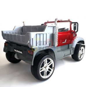 KIDSVIP 12V 2 SEATER MACK TRUCK LEATHER RUBBER WHEELS RC RED 31