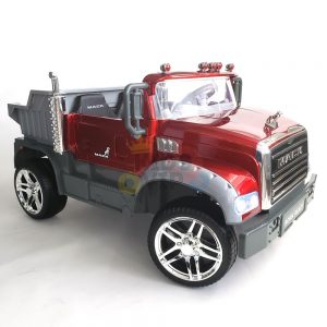 KIDSVIP 12V 2 SEATER MACK TRUCK LEATHER RUBBER WHEELS RC RED 38