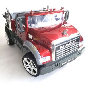 KIDSVIP 12V 2 SEATER MACK TRUCK LEATHER RUBBER WHEELS RC RED 41