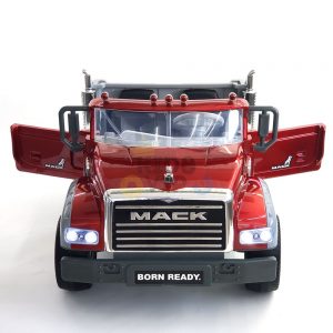 KIDSVIP 12V 2 SEATER MACK TRUCK LEATHER RUBBER WHEELS RC RED 5