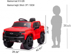 Kidsvip 12V Chevrolet Silverado Ride On Truck Car Rc Leather Seat Red 6 2 9 Shop For Age 0-2