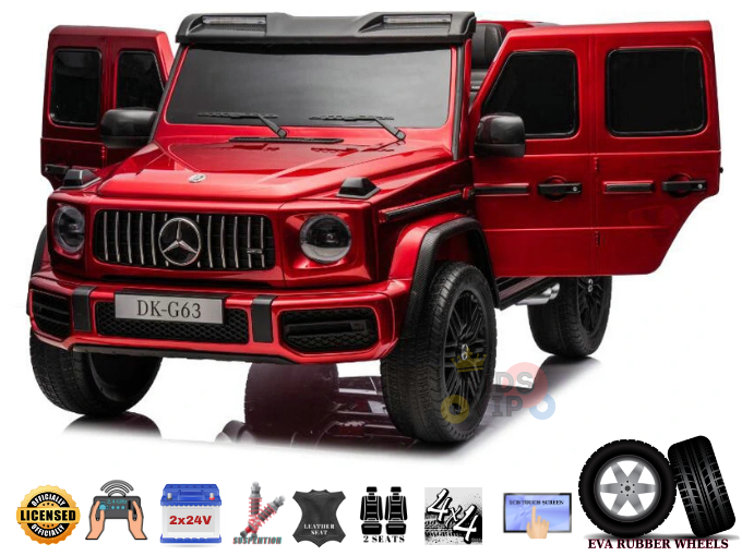 Patagonia Red Metallic Mercedes G63 XXL 24V Kids Ride-On Truck – Platinum Edition with MP4, Dual Batteries, 4WD, EVA Tires & Leather Seats