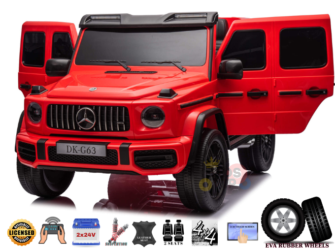 Red G63 XXL 24V Kids Ride-On Truck – Platinum Edition with MP4, Dual Batteries, 4WD, EVA Tires & Leather Seats