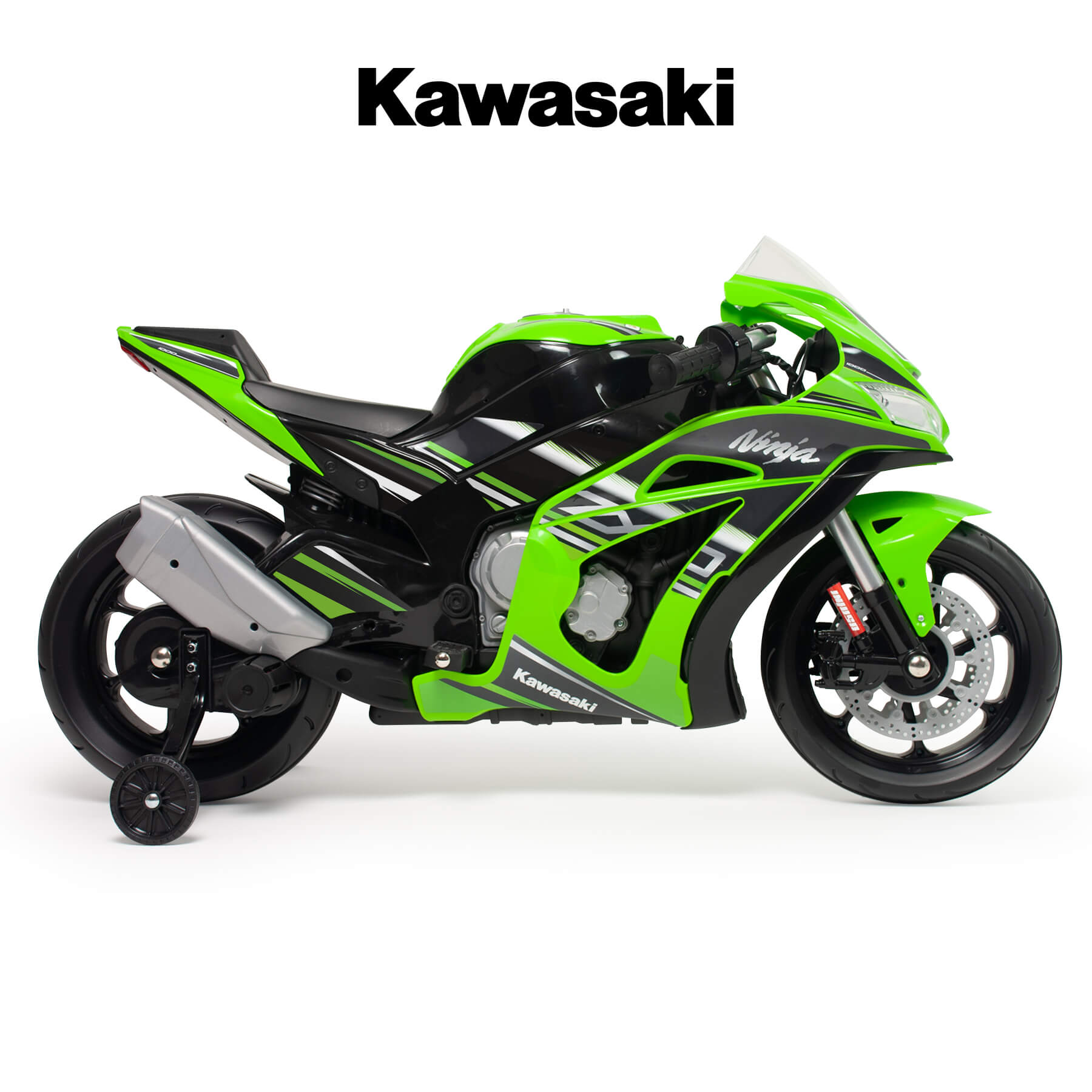 Green/Black INJUSA 12V Kawasaki Ninja ZX10 Ride On Bike/Motorcycle for Kids