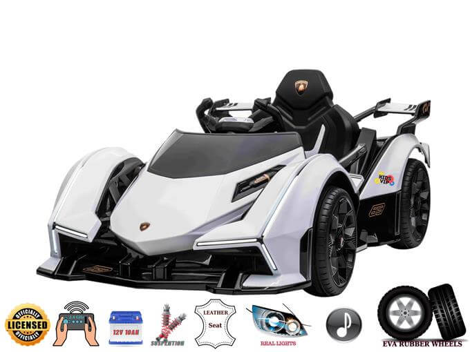 White Official Complete Edition 12V Lamborghini Vision GT Kids Ride on car