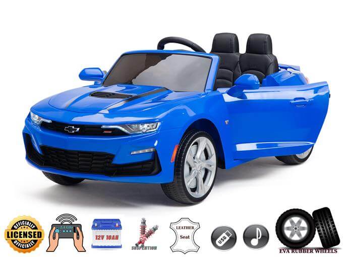 Blue Official Sport 12V Chevrolet Camaro Kids and Toddlers Ride on Car