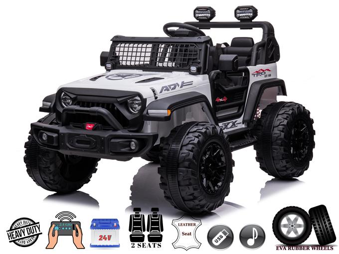 2 Seater 24v Xtreme 2WD Edition Kids Ride on Truck, Eva Wheels, Leather Seats