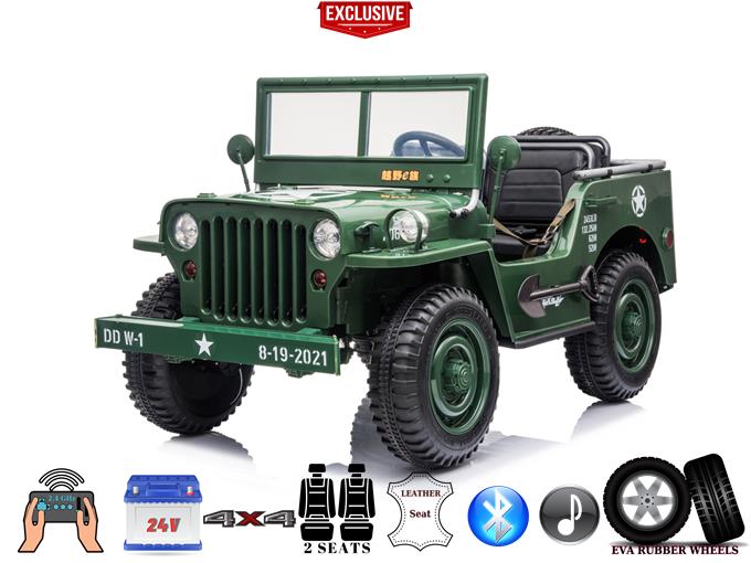 Limited Edition 3 Seater 24V/4WD Military Kids Ride on Truck with RC