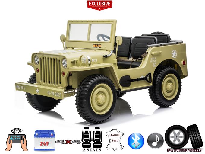 Limited Edition 3 Seater 24V/4WD Military Kids Ride on Truck with RC