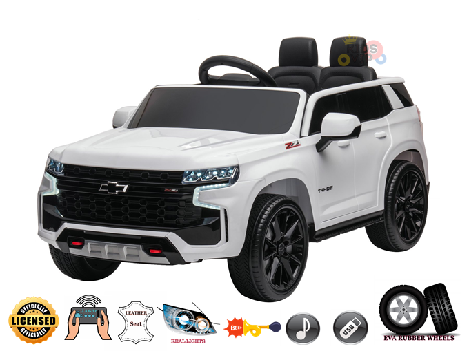 Chevrolet Tahoe 12V Kids and Toddlers Ride-On Truck, Rubber Wheels, Leather Seat, RC