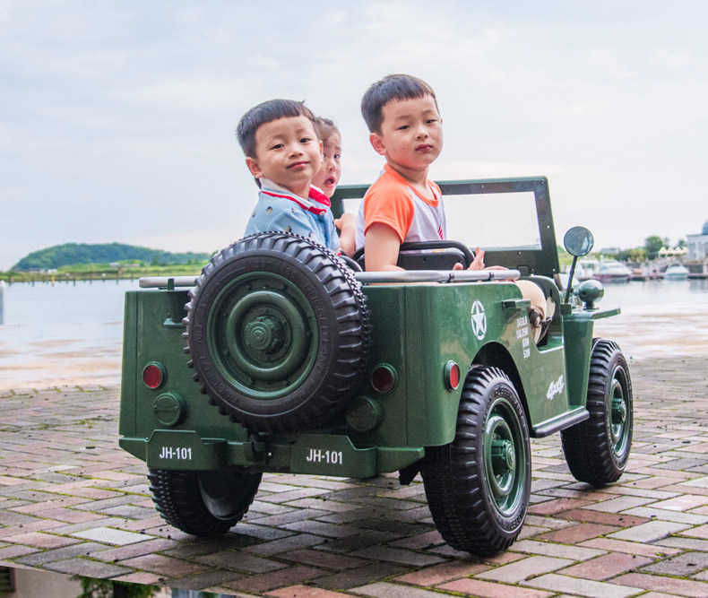 Kidsvip 24V Ride On Truck Jeep Military 2 Seater 4Wd Green 1 15 Ride On Cars For Kids In Pennsylvania