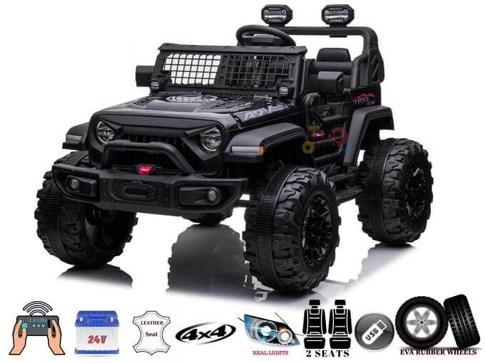 2 Seater 24v Xtreme 4WD Edition Kids Ride on Truck, Eva Wheels, Leather Seats